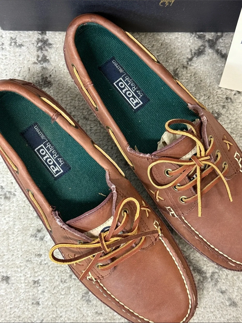 NWT Polo by Ralph Lauren Tan/Brown Leather Boat Shoes